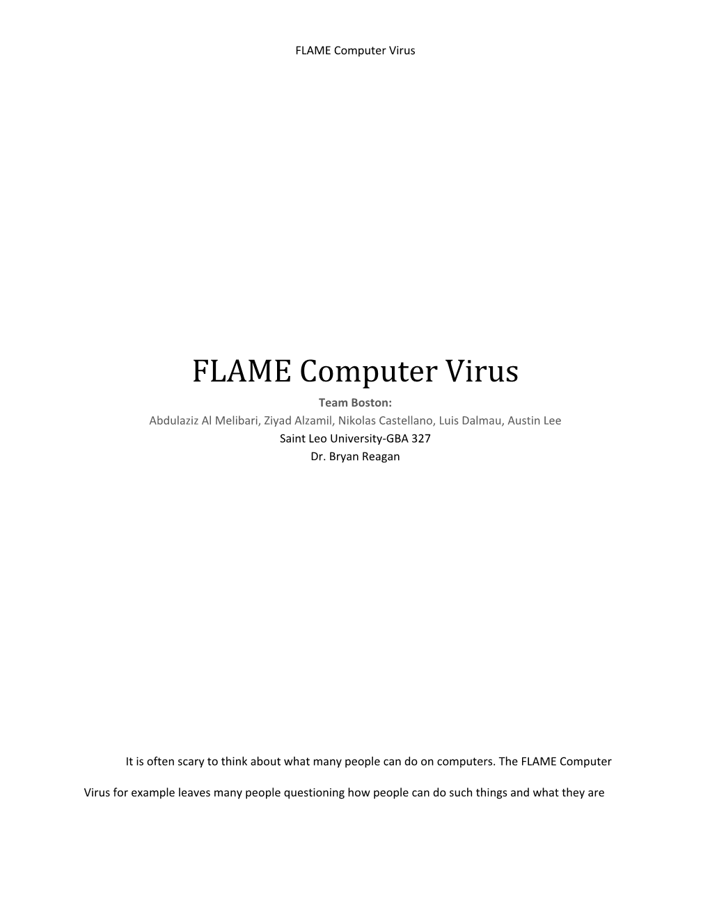 FLAME Computer Virus