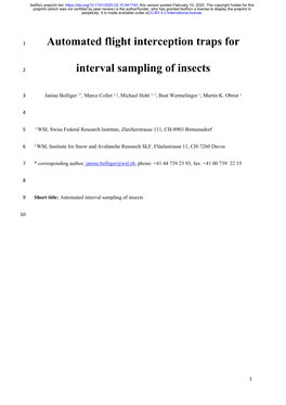 Automated Flight Interception Traps for Interval Sampling of Insects