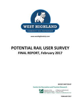 POTENTIAL RAIL USER SURVEY FINAL REPORT, February 2017