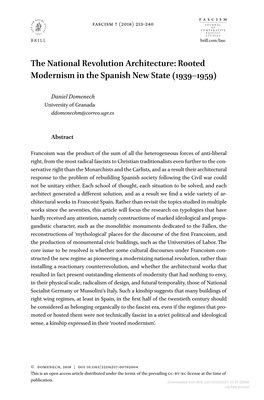 The National Revolution Architecture: Rooted Modernism in the Spanish New State (1939–1959)