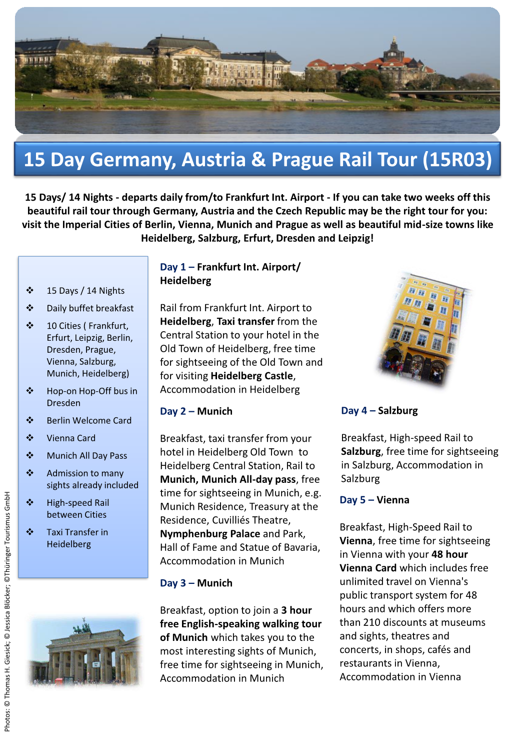 15 Day Germany, Austria & Prague Rail Tour