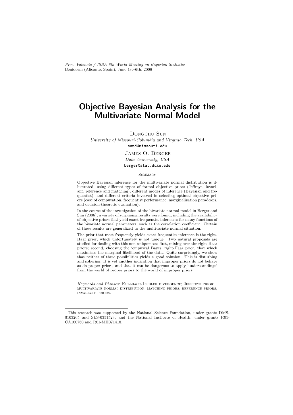 Objective Bayesian Analysis for the Multivariate Normal Model