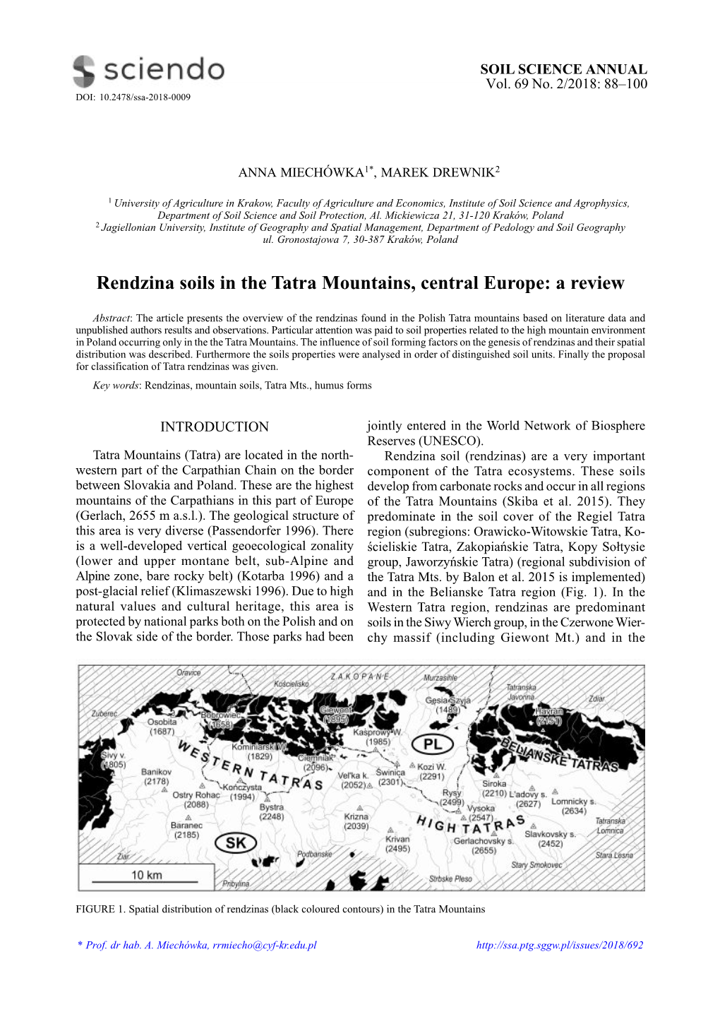Rendzina Soils in the Tatra Mountains, Central Europe: a Review