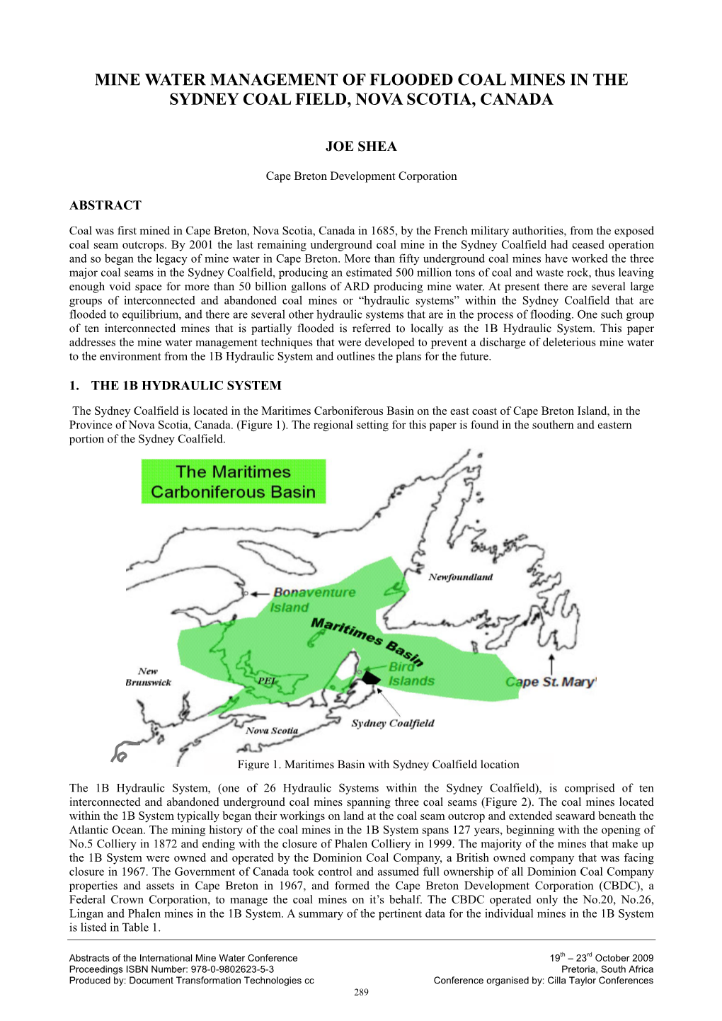 Mine Water Management of Flooded Coal Mines in the Sydney Coal Field, Nova Scotia, Canada