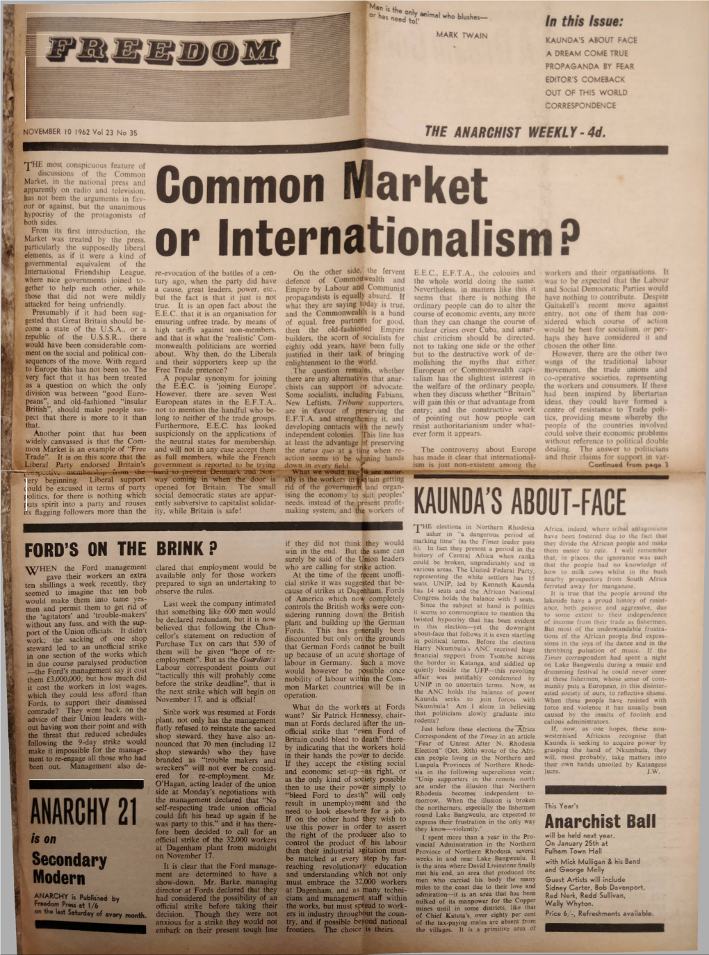 Common Market Or Internationalism?