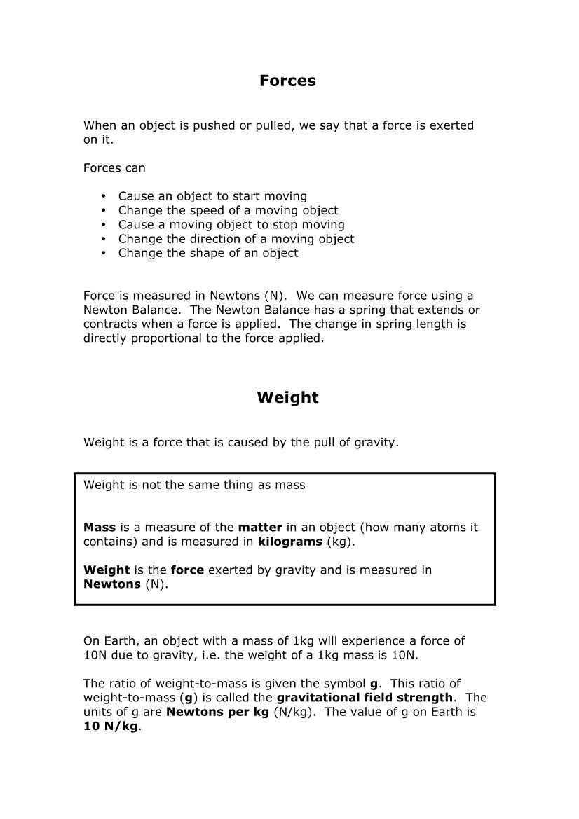 Forces Weight