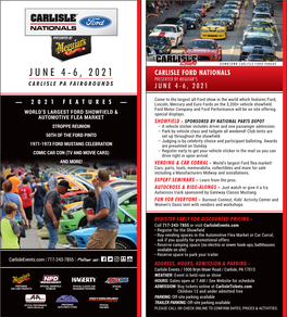 June 4-6, 2021 Carlisle Ford Nationals Presented by Meguiar’S Carlisle Pa Fairgrounds June 4-6, 2021