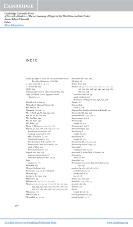 The Archaeology of Egypt in the Third Intermediate Period James Edward Bennett Index More Information