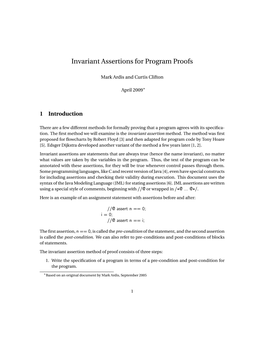 Invariant Assertions for Program Proofs