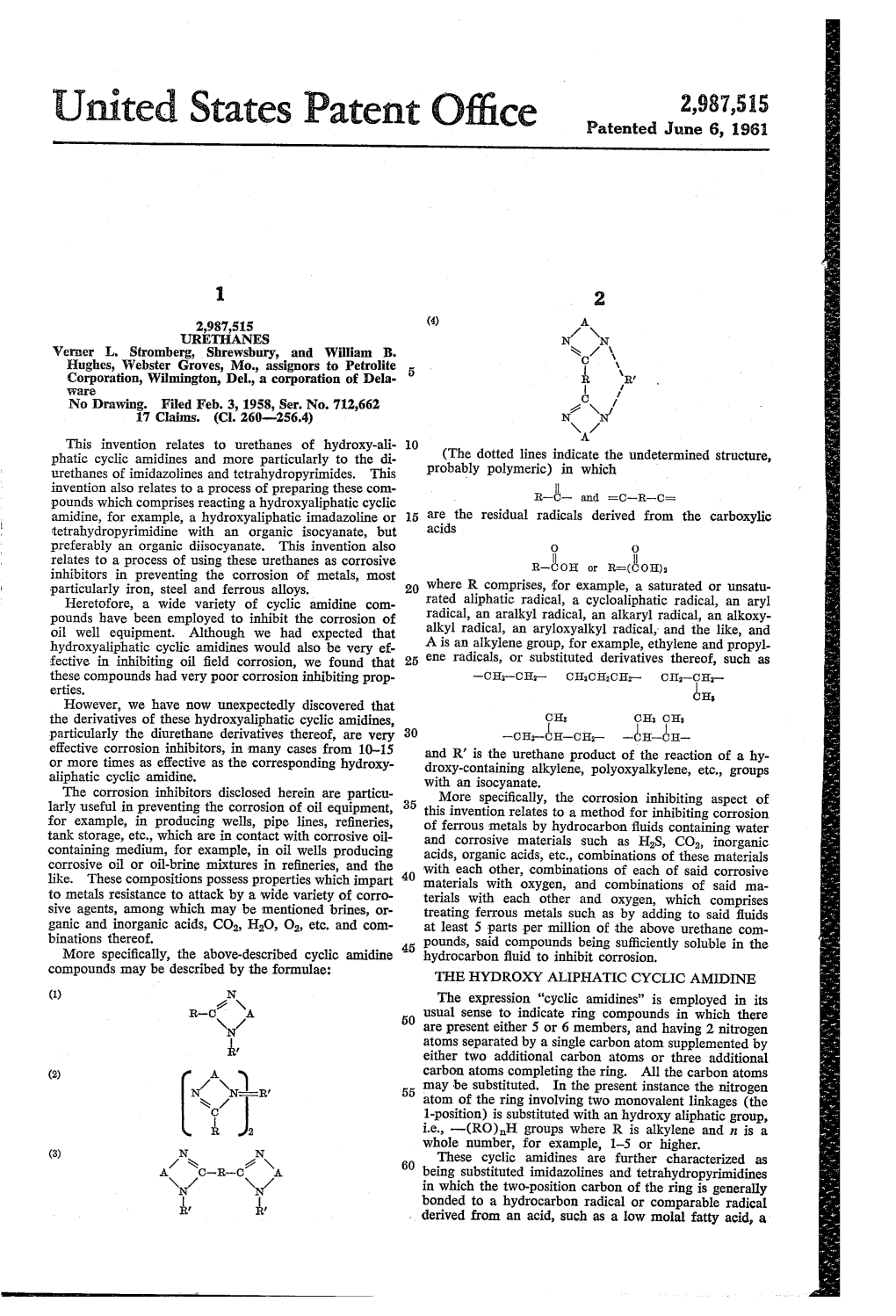 United States Patent Office Patented June 6, 1961