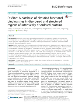 A Database of Classified Functional Binding Sites in Disordered And