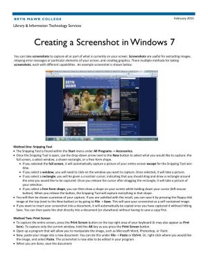 Creating a Screenshot in Windows 7