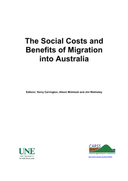 The Social Costs and Benefits of Migration Into Australia