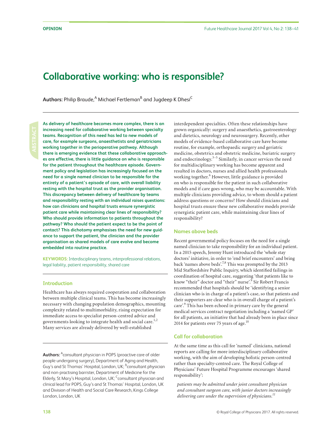 Collaborative Working: Who Is Responsible?