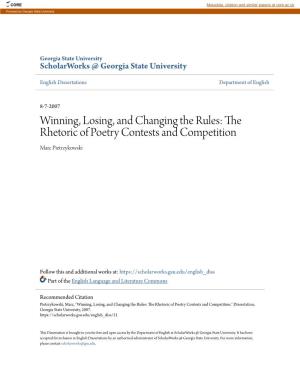 The Rhetoric of Poetry Contests and Competition Marc Pietrzykowski