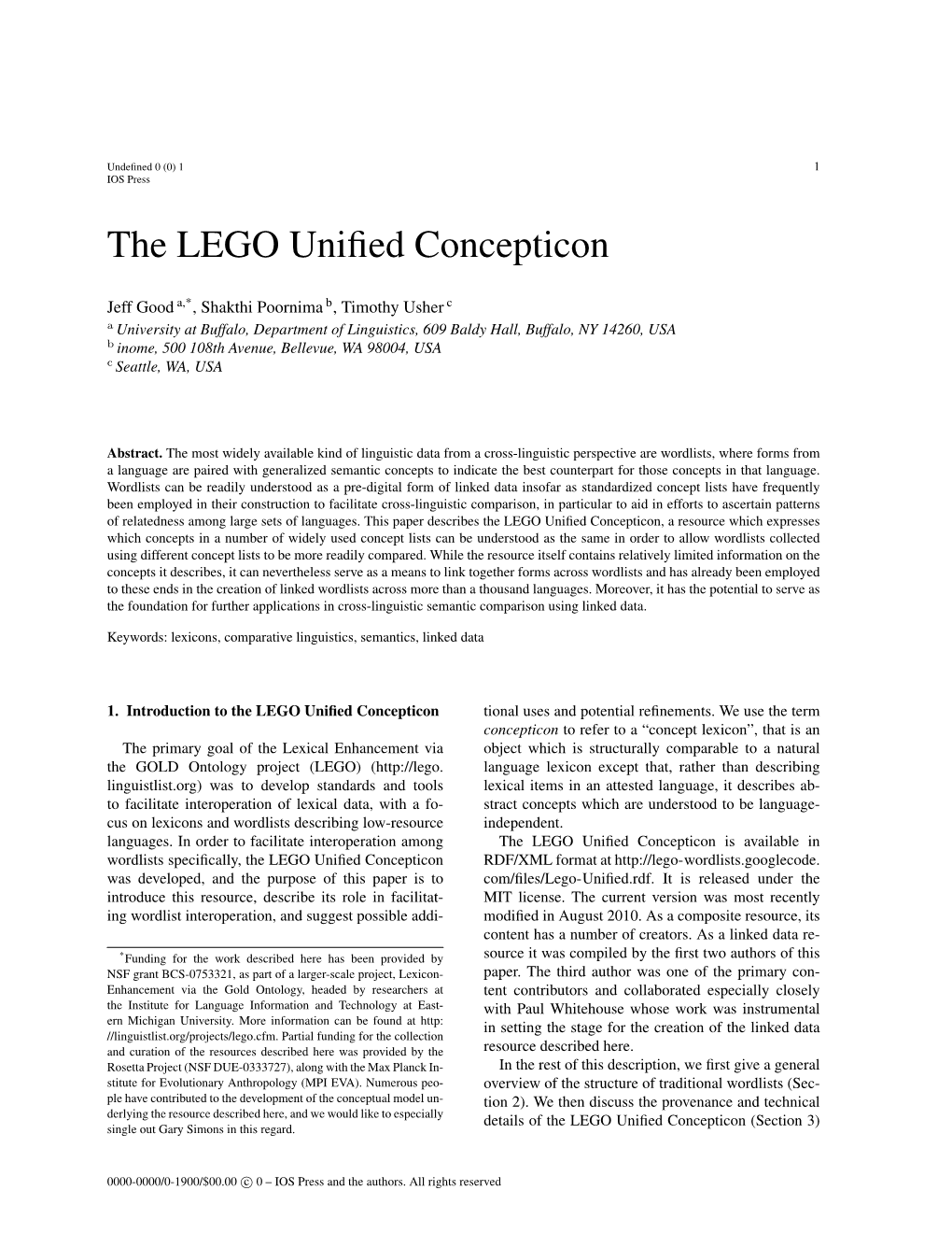 The LEGO Unified Concepticon