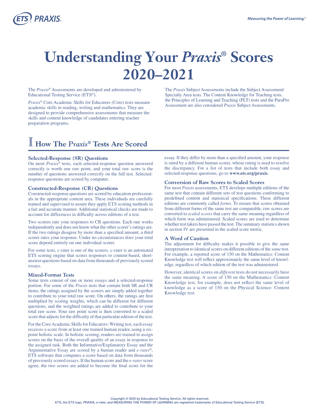 Understanding Your Praxis Scores 2020-2021