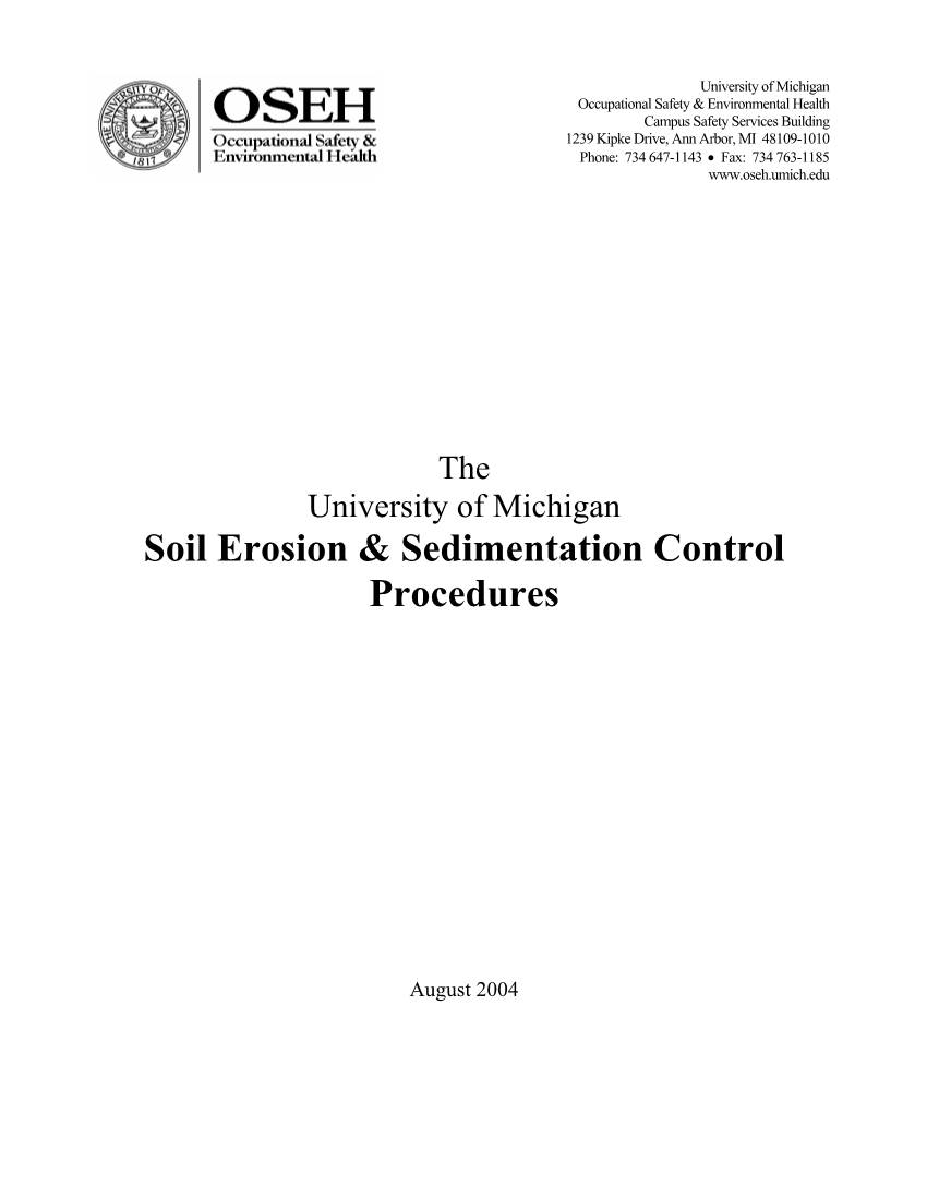 Soil Erosion & Sedimentation Control Procedures