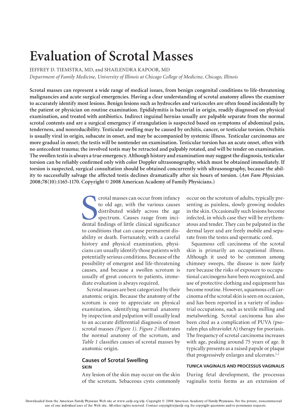 Evaluation of Scrotal Masses Jeffrey D