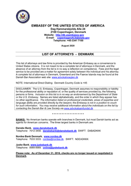 List of Attorneys – Denmark