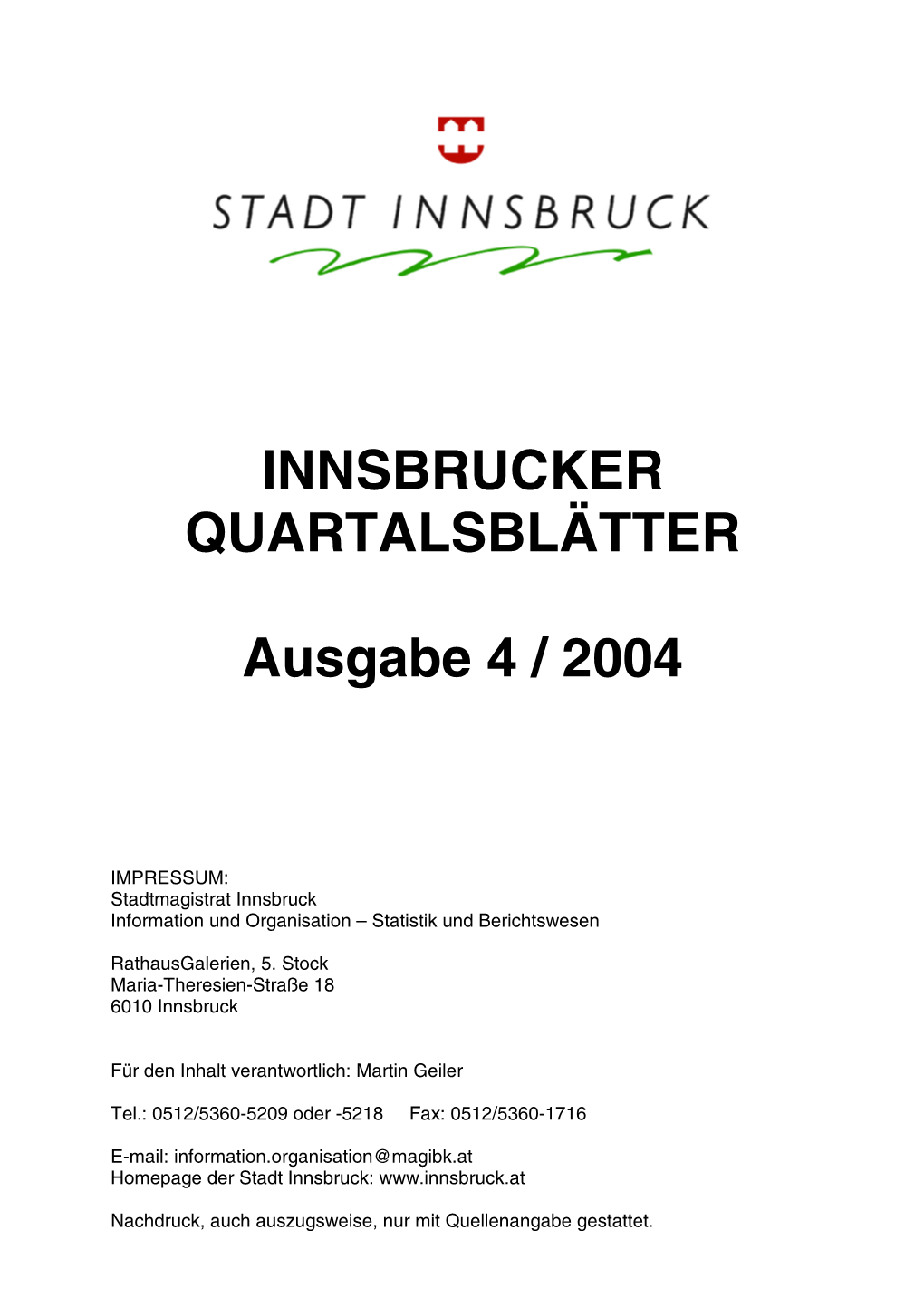 Innsbrucker Quartalsblätter 4/2004