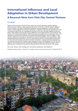 International Influences and Local Adaptation in Urban Development a Research Note from Vinh City, Central Vietnam