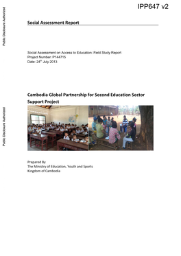 Cambodia Global Partnership for Second Education Sector Support Project Public Disclosure Authorized