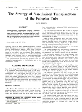 The Strategy of Vascularised Transplantation of the Fallopian Tube