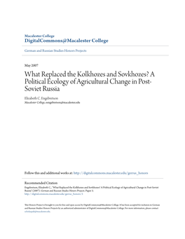 A Political Ecology of Agricultural Change in Post-Soviet Russia" (2007)