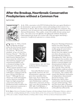 Conservative Presbyterians Without a Common Foe by D