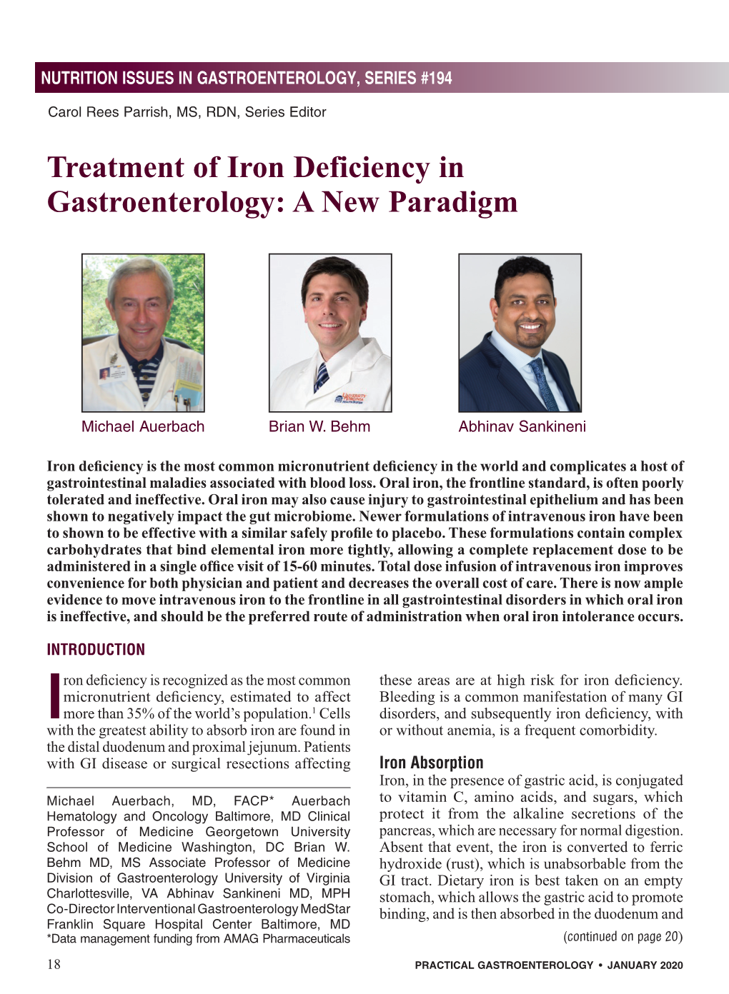 Treatment of Iron Deficiency in Gastroenterology: a New Paradigm