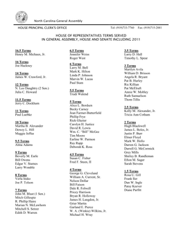 House of Representatives Terms Served in General Assembly, House and Senate Including 2011