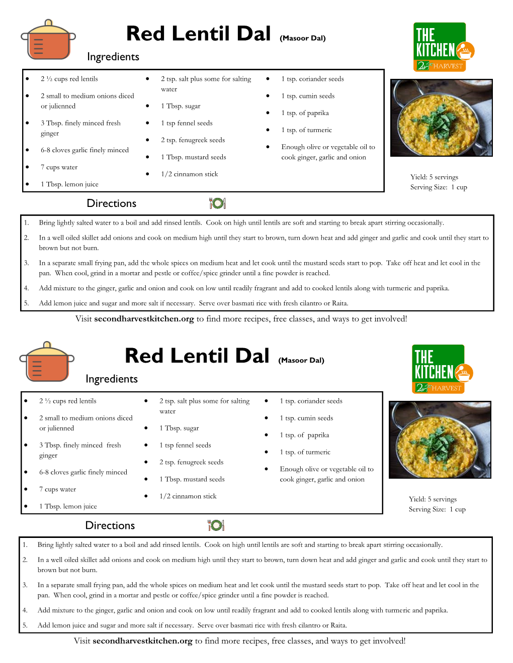 Red Lentil Dal (Masoor Dal) Ingredients
