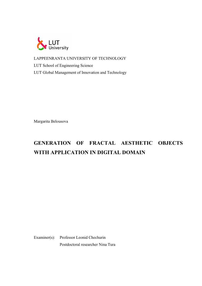 Generation of Fractal Aesthetic Objects with Application in Digital Domain