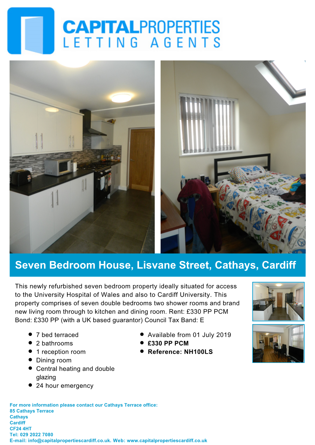 Seven Bedroom House, Lisvane Street, Cathays, Cardiff