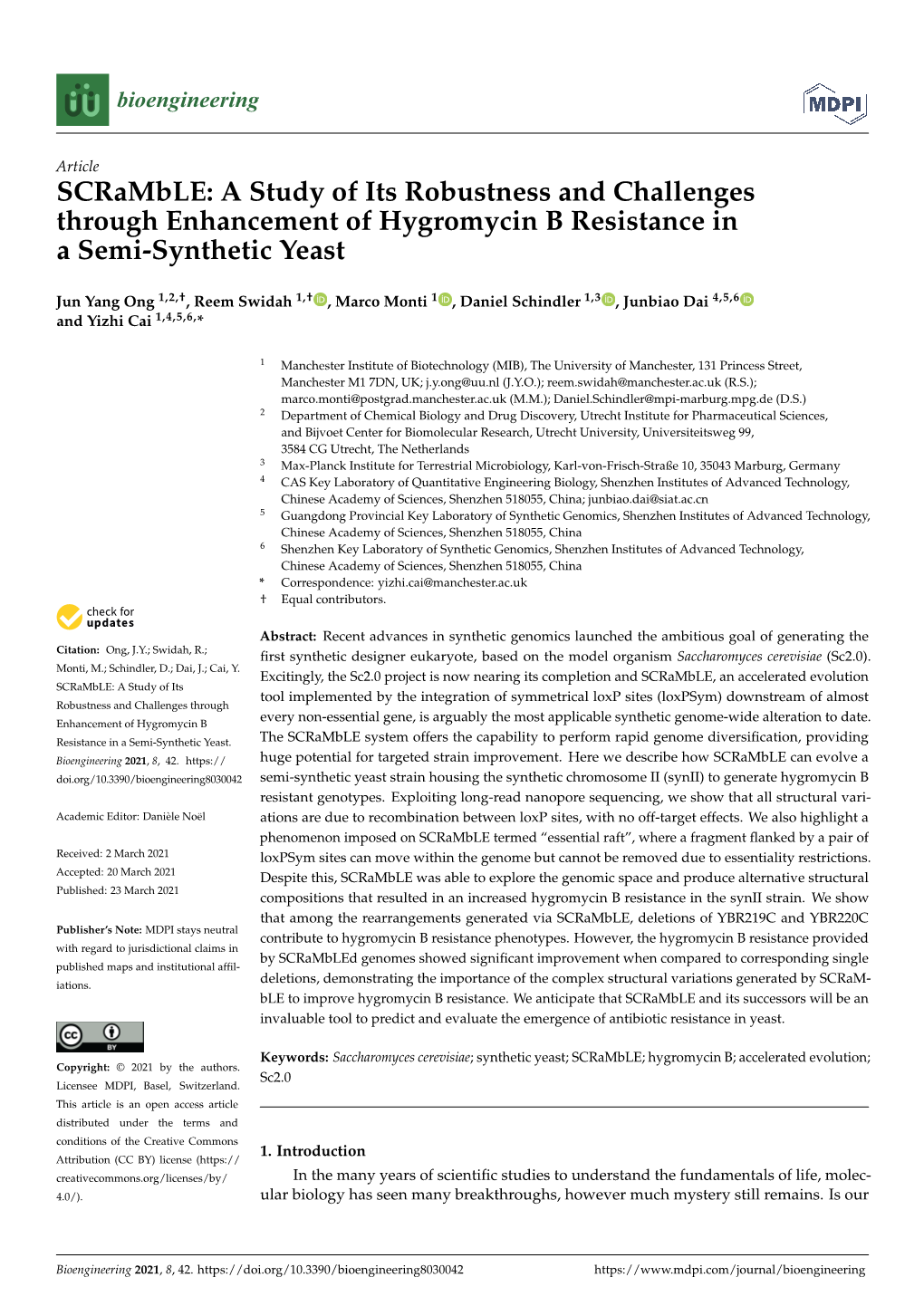 Scramble: a Study of Its Robustness and Challenges Through Enhancement of Hygromycin B Resistance in a Semi-Synthetic Yeast