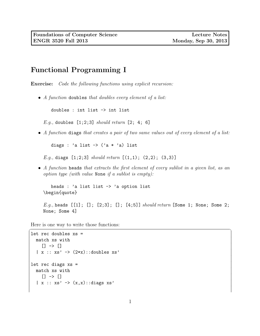 Functional Programming I