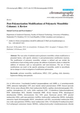 Post-Polymerization Modifications of Polymeric Monolithic Columns: a Review
