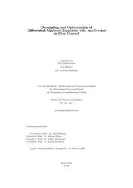 Decoupling and Optimization of Differential-Algebraic Equations