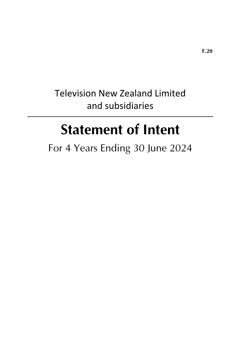 Statement of Intent for 4 Years Ending 30 June 2024
