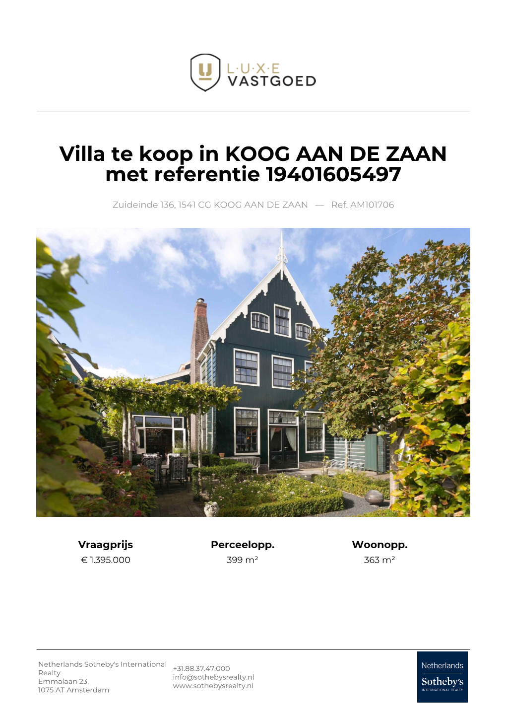 Villa Te Koop in KOOG AAN DE ZAAN Met Referentie 19401605497