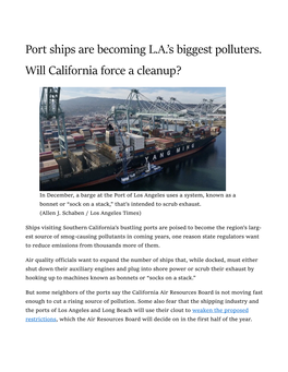 Port Ships Are Massive L.A. Polluters. Will California Force A