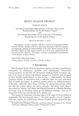 Heavy Flavor Physics∗