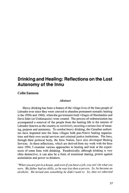 Drinking and Healing: Reflections on the Lost Autonomy of the Innu