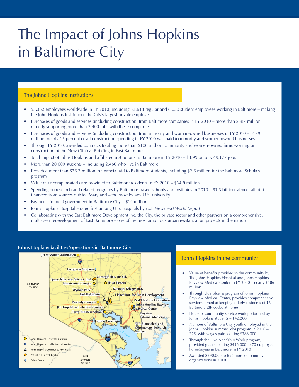 The Impact of Johns Hopkins in Baltimore City