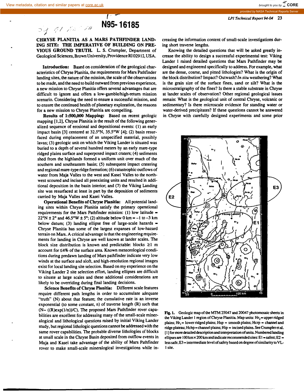 Chryse Planitia As a Mars Pathfinder Land