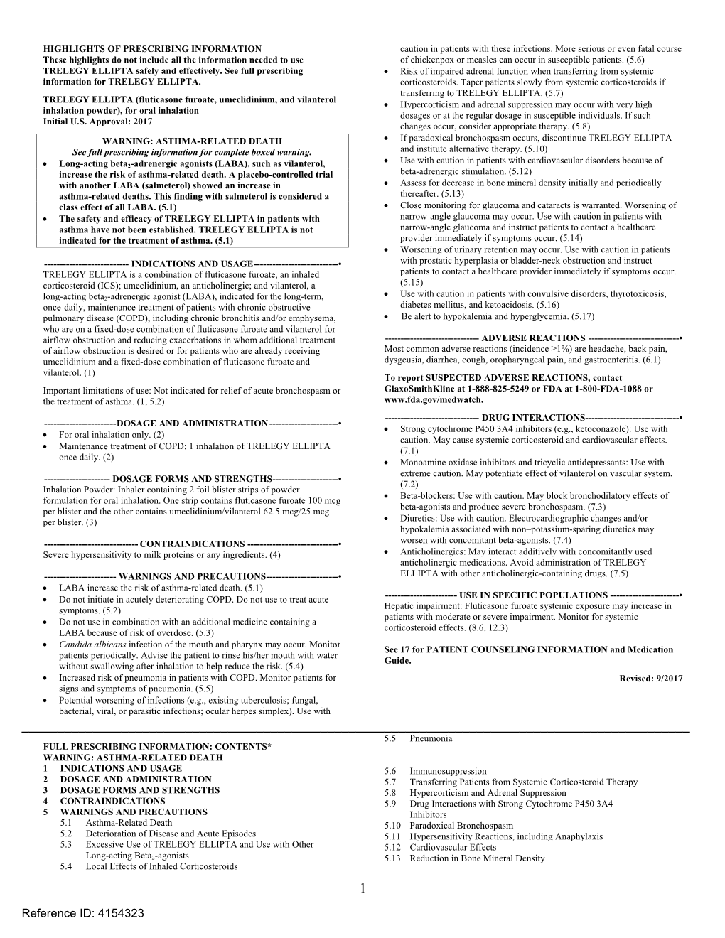 Trelegy Ellipta (Fluticasone Furoate/Umeclidinium/Vilanterol)