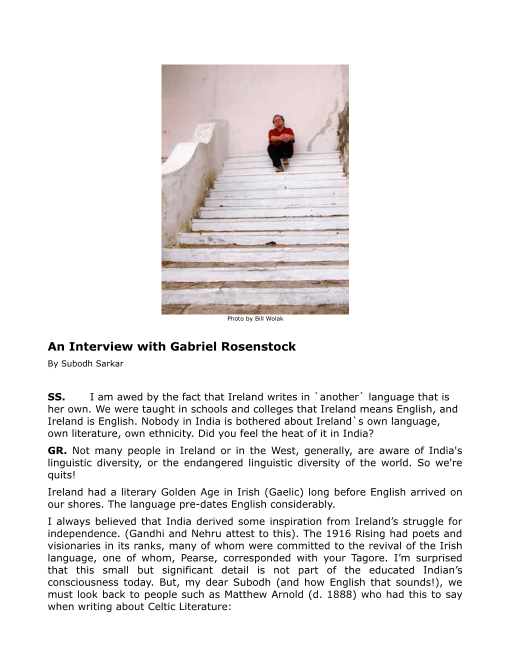 An Interview with Gabriel Rosenstock by Subodh Sarkar