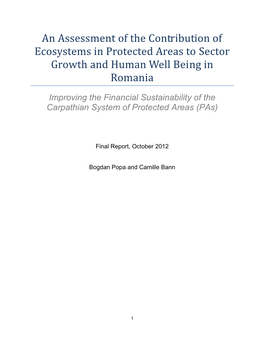 An Assessment of the Contribution of Ecosystems in Protected Areas to Sector Growth and Human Well Being in Romania
