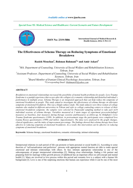 The Effectiveness of Schema Therapy on Reducing Symptoms of Emotional Breakdown